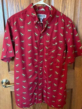 Men's Duluth Trading T-Rex button down short sleeve shirt